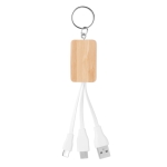 Porte-clés en bambou avec logo et câbles de charge USB BambooTech couleur bois