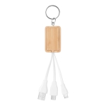 Porte-clés en bambou avec logo et câbles de charge USB BambooTech couleur bois deuxième vue