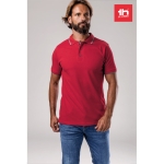 Polo personnalisé cintré avec logo en coton 210 g/m² THC Rome couleur rouge