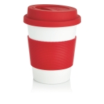 Mug à emporter biodégradable lavable au lave-vaisselle 350 ml Latte couleur rouge