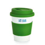 Mug à emporter biodégradable lavable au lave-vaisselle 350 ml Latte couleur vert avec zone d'impression