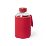 Gourde en verre avec étui en softshell coloré 600 ml Softshell couleur rouge première vue