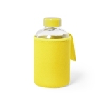 Gourde en verre avec étui en softshell coloré 600 ml Softshell couleur jaune première vue