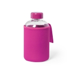 Gourde en verre avec étui en softshell coloré 600 ml Softshell couleur fuchsia première vue