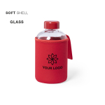 Gourde en verre avec étui en softshell coloré 600 ml Softshell neuvième vue