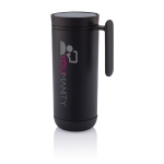 Petit mug isotherme anti-goutte à ouverture par pression 225ml Click couleur noir vue avec logo