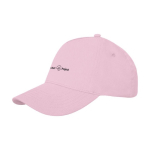 Casquette personnalisable en coton avec boucle 260 g/m² Hero Max couleur rose clair  vue impression sérigraphique