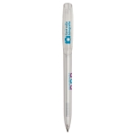 Stylo promotionnel rétractable en encre bleue BIC® Super Clip Clear couleur blanc