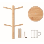 Support avec 6 tasses en verre borosilicaté et 200 ml Bamboo couleur bois cinquième vue