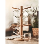 Support avec 6 tasses en verre borosilicaté et 200 ml Bamboo couleur bois vue d'ambiance