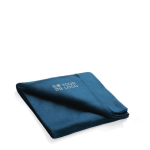 Couverture en polaire fine avec sac de transport 160 g/m² Polar Soft couleur bleu marine avec zone d'impression