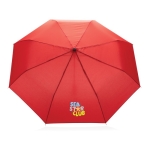 Parapluie pliant en plastique recyclé de couleur vive Ø95 Aware RPET couleur rouge vue avec logo