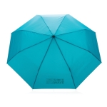 Parapluie pliant en plastique recyclé de couleur vive Ø95 Aware RPET couleur bleu ciel vue avec logo