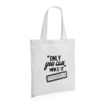 Sac de merchandising durable en coton recyclé 145 g/m2 Waterless couleur blanc vue avec logo