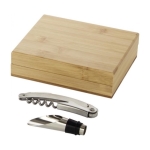 Lot de deux accessoires pour le vin : tire-bouchon et carafe Crianza couleur bois clair