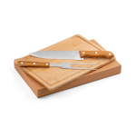 Set d'ustensiles pour barbecue avec planche en bambou et 2 outils couleur marron