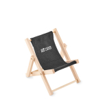 Support pliable de téléphone en forme de chaise longue DeckChair couleur noir vue avec zone d'impression