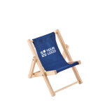 Support pliable de téléphone en forme de chaise longue DeckChair couleur bleu vue avec zone d'impression