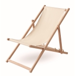 Chaise longue en bois avec différentes positions Chaise de plage Relax couleur beige