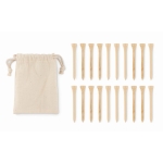 Ensemble de 20 tees de golf dans une pochette en coton Golf Eco couleur beige