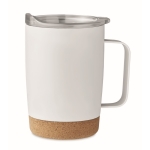 Verre avec base en liège et couvercle coulissant 300ml Inox Cork couleur blanc