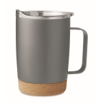 Verre avec base en liège et couvercle coulissant 300ml Inox Cork couleur gris