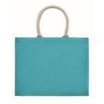 Sac caabas personnalisé ou de plage avec poignées courtes Jute Ibiza couleur turquoise troisième vue