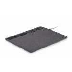 Tapis de souris gris foncé avec chargeur et support Charge RPET couleur gris foncé