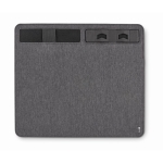 Tapis de souris gris foncé avec chargeur et support Charge RPET couleur gris foncé sixième vue