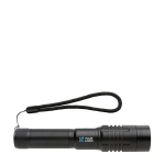 Lampe torche personnalisée en aluminium rechargeable par USB GearX couleur noir avec zone d'impression