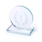 Plaque trophée de vainqueur rond avec logo Round Winner couleur transparent première vue