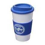 Mug à emporter avec couvercle à visser 350ml White Americano couleur bleu vue impression sérigraphique