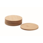 6 sous-verres ronds gravé Bamboo couleur bois troisième vue