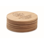 6 sous-verres ronds gravé Bamboo couleur bois cinquième vue principale