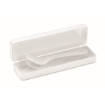 Lot de 3 couverts réutilisables dans une boîte colorée Takeaway couleur blanc