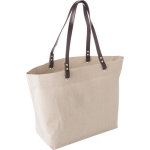 Sac en lin personnalisé avec logo pour usage quotidien 260 g/m2 couleur beige quatrième vue