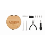 Kit multi-outils dans un coffret en bambou rond Round couleur bois troisième vue principale