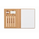 Kit de dessin avec feuilles, crayons, gomme et taille-crayon Bambino couleur beige