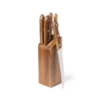 5 couteaux avec manche en bois d'acacia et socle pour les ranger Chef couleur bois première vue