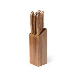 5 couteaux avec manche en bois d'acacia et socle pour les ranger Chef couleur bois deuxième vue