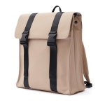 Sac à dos de voyage en cuir végan hydrofuge Contempo couleur beige troisième vue