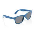 Lunettes de soleil publicitaires en plastique recyclé UV400 EcoOptix couleur bleu