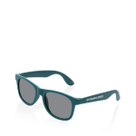 Lunettes de soleil publicitaires en plastique recyclé UV400 EcoOptix couleur turquoise avec zone d'impression