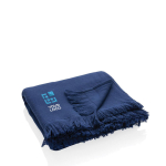 Serviette recyclée très légère à absorption rapide 180x100cm EcoBreeze couleur bleu marine avec zone d'impression