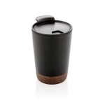 Mug thermos personnalisé en acier avec base en liège 300ml Eco Cork couleur noir