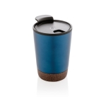 Mug thermos personnalisé en acier avec base en liège 300ml Eco Cork couleur bleu