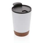 Mug thermos personnalisé en acier avec base en liège 300ml Eco Cork couleur blanc