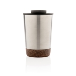 Mug thermos personnalisé en acier avec base en liège 300ml Eco Cork couleur argenté deuxième vue