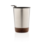 Mug thermos personnalisé en acier avec base en liège 300ml Eco Cork couleur argenté troisième vue