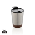 Mug thermos personnalisé en acier avec base en liège 300ml Eco Cork couleur argenté